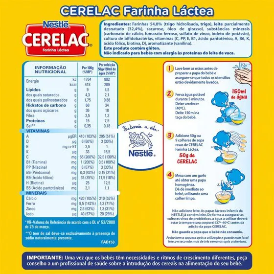 Cerelac Farinha Nao Lactea Nestle 250grcapa Cerelac Farinha Nao Lactea Nestle 250grcapa