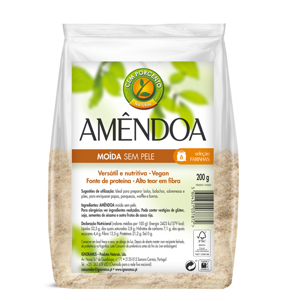 Farinha De Amêndoa (Moída) Cem Porcento 200gok Farinha De Amêndoa (Moída) Cem Porcento 200gok