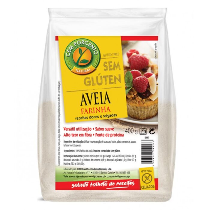 Farinha De Aveia sem Glúten Cem Porcento 400g Farinha De Aveia sem Glúten Cem Porcento 400g