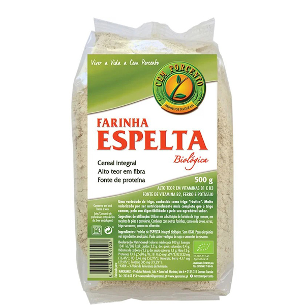 Farinha Espelta Bio Integral Cem Porcento 500g2 Farinha Espelta Bio Integral Cem Porcento 500g2