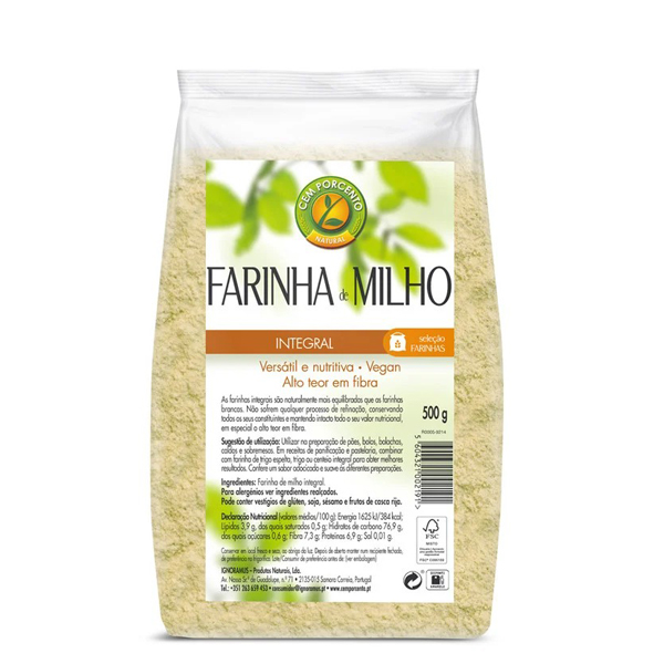 Farinha Milho Integral Cem Porcento 500g Farinha Milho Integral Cem Porcento 500g