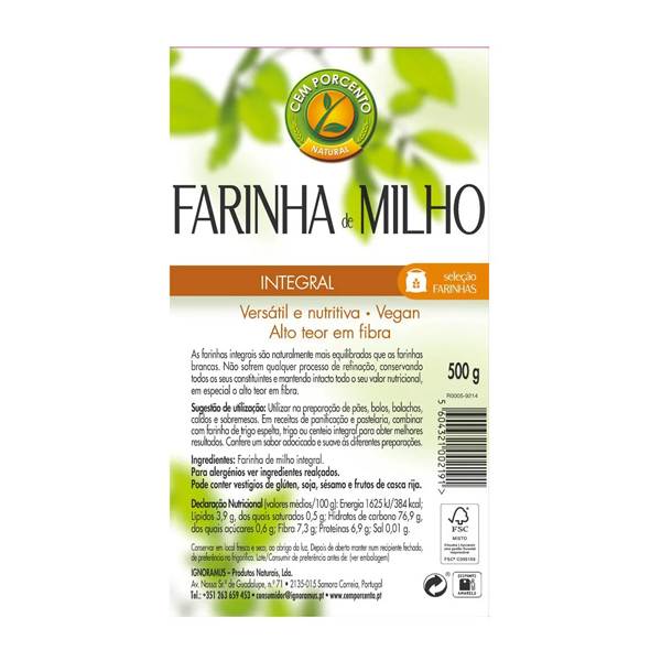 Farinha Milho Integral Cem Porcento 500g3 Farinha Milho Integral Cem Porcento 500g3