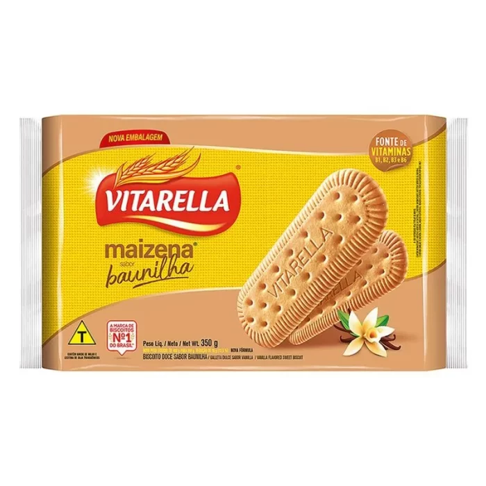 Bolacha Maizena Sabor Baunilha Vitarella 350gr