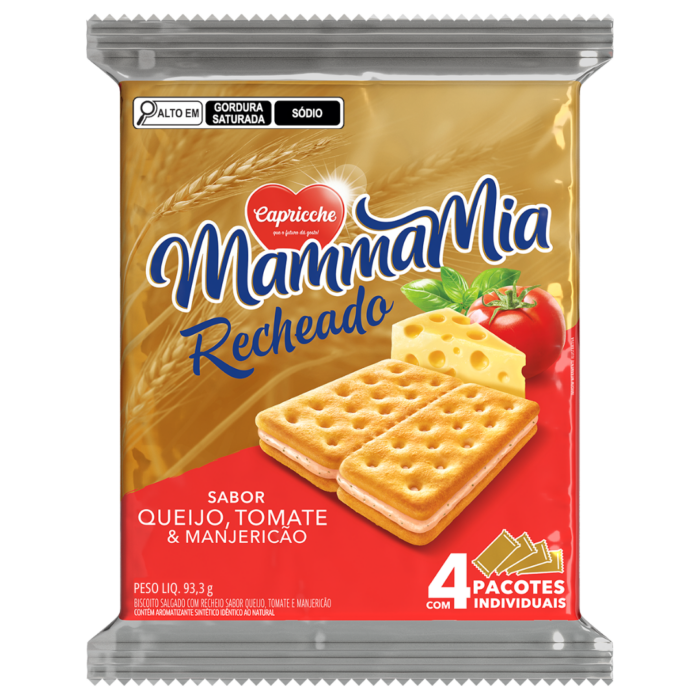 Bolacha Mammamia Queijo,Tomate e Manjerição 27g