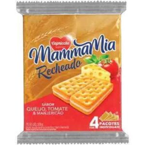 Bolacha Mammamia Queijo,Tomate e Manjerição 27g