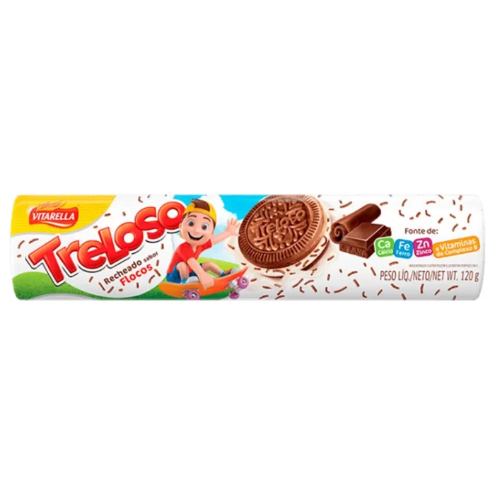 Bolacha Treloso Recheado Sabor Flocos 130g Bolacha Treloso Recheado Sabor Flocos 130g