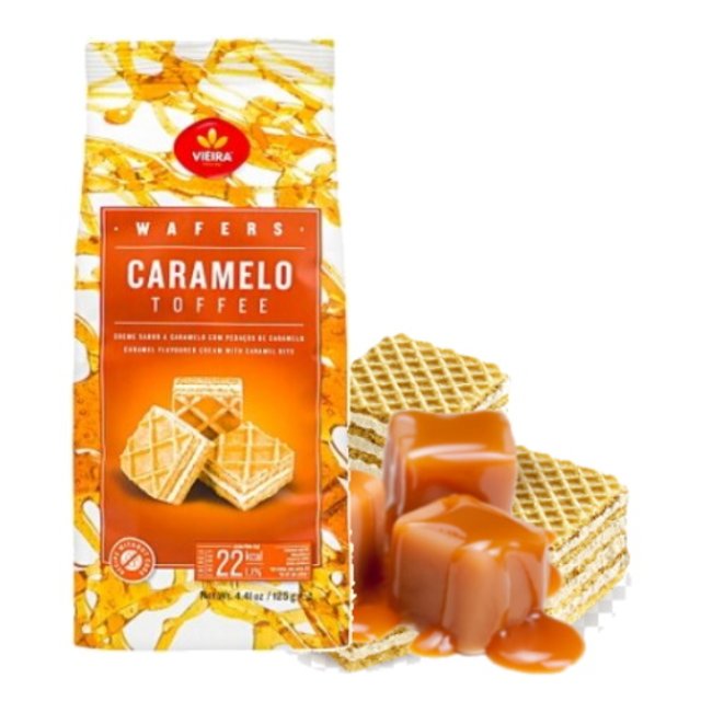 Bolacha Vieira Wafers Caramelo 125g Bolacha Vieira Wafers Caramelo 125g