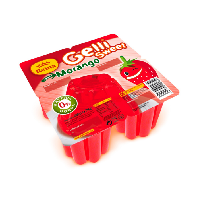 Gelatina Gelli Sweet Reina Morango 4x100g Gelatina Gelli Sweet Reina Morango 4x100g