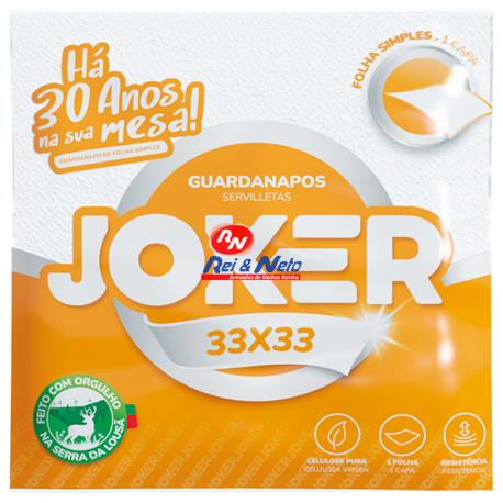 Guardanapo Joker 33 x 33 Pasta Simples 30m 60 folhas2 Guardanapo Joker 33 x 33 Pasta Simples 30m 60 folhas2