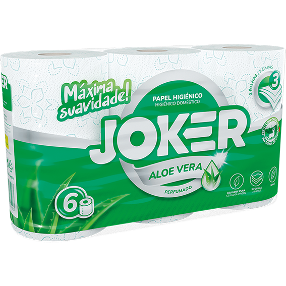 Papel Higiénico Aloe Vera 3 folhas 6 Rolo Joker Papel Higiénico Aloe Vera 3 folhas 6 Rolo Joker
