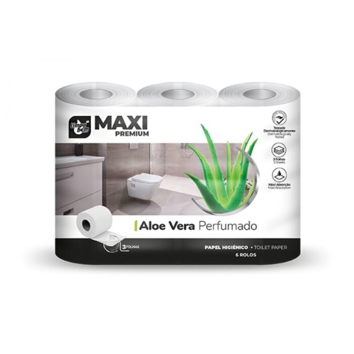 Papel Higiénico Aloe Vera Perfumado Maxi Premium 6 rolos Papel Higiénico Aloe Vera Perfumado Maxi Premium 6 rolos